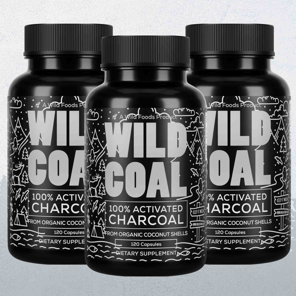 Activated Charcoal Capsules, 60 servings - Made from 100% Organic Coconuts