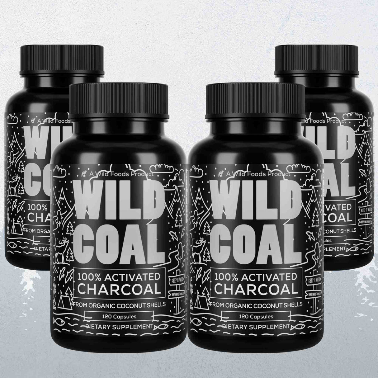 Activated Charcoal Capsules, 60 servings - Made from 100% Organic Coconuts