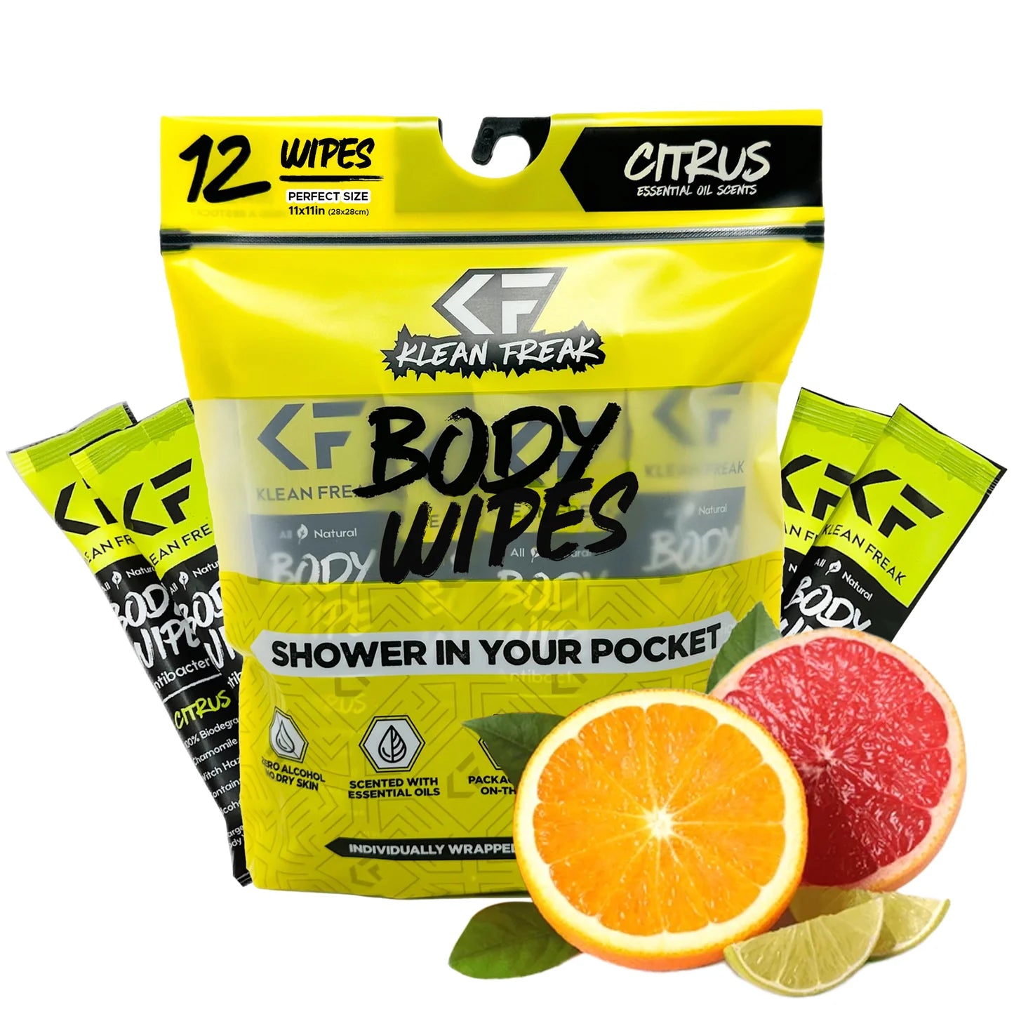 KLEAN FREAK - Body Wipe 12-Pack - Citrus