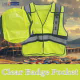 LINE2design EMS Safety Vest ANSI Polyester Fabric Yellow with Reflective Trim, Outlined in Navy