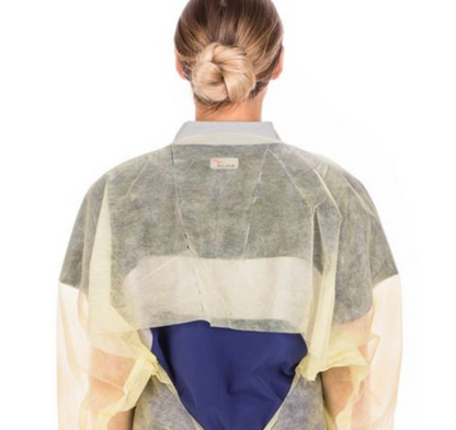 Cardinal Health Over-The-Head Spunbond Protective Gown Universal, yellow 1ea/bag, 100 bags/cs