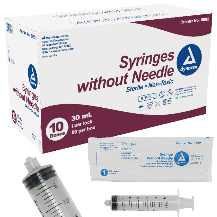 Dynarex Syringe without Needle - Non Toxic - Luer Lock