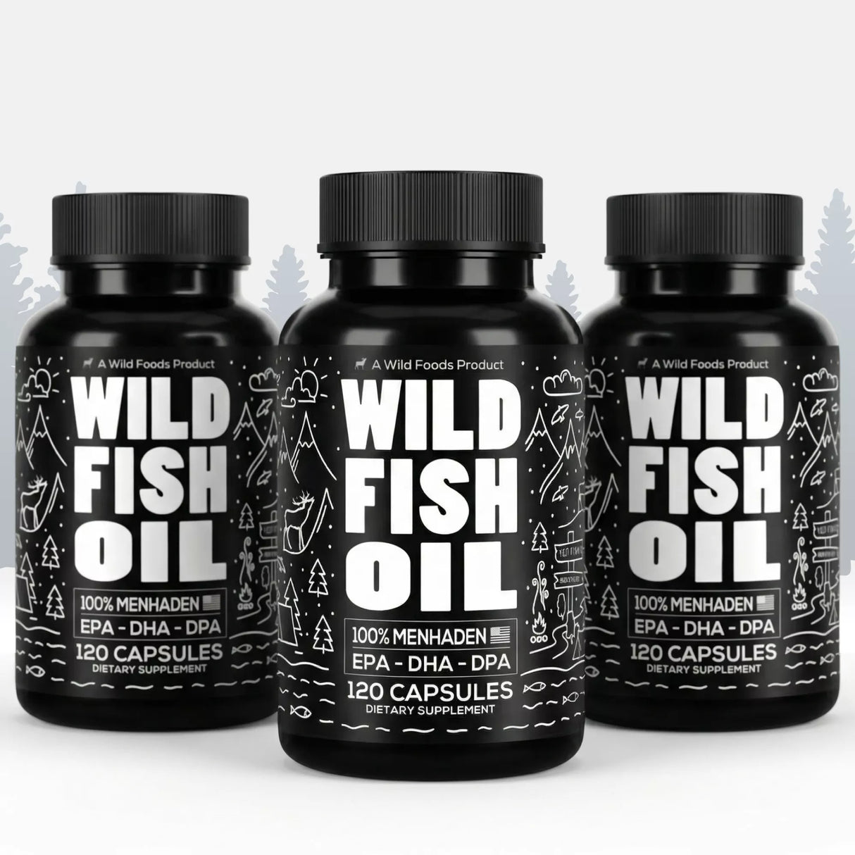 Wild Fish Oil Capsules, Omega-3 Blend, Sustainable, Pure, Third-Party Tested