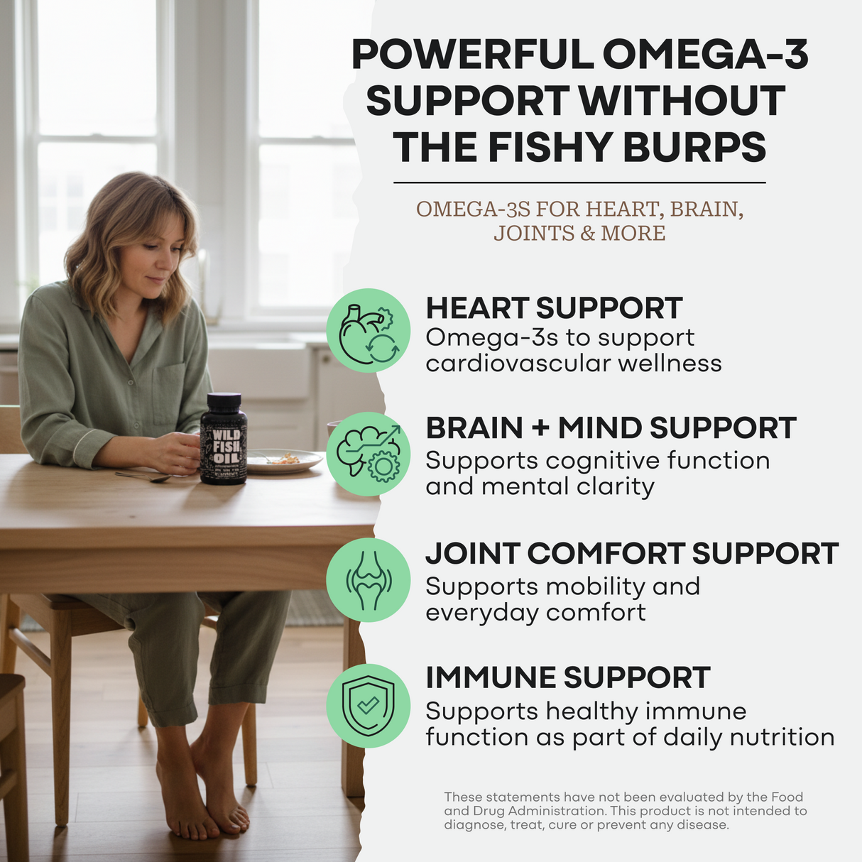 Wild Fish Oil Capsules, Omega-3 Blend, Sustainable, Pure, Third-Party Tested
