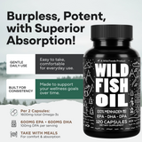 Wild Fish Oil Capsules, Omega-3 Blend, Sustainable, Pure, Third-Party Tested