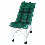 MJM International 191-LC-HB Reclining bath / shower chair (LARGE), with dual base & casters, head bolster, 180 lbs weight capacity
