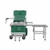 MJM International D118-5-SLIDE-N Deluxe All Purpose Dual Shower Chair/Transfer Bench (Excellent Lateral Transfer), Open Front Soft Seat, Buckle Safety Belt, Double Drop Arms, 5" x 1 1/4" Heavy Duty Casters, 300 lbs Weight Capacity