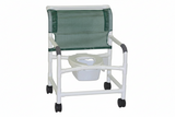 MJM International 126-4-NB Extra-wide Shower Chair 26" Internal Width, Open Front Seat0 Qt. Slide Out Commode Pail, 425 Lbs Weight Capacity
