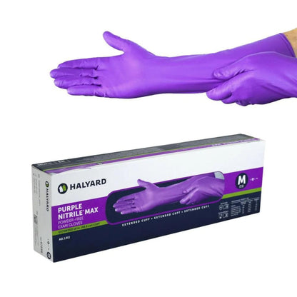 Halyard 400ct Purple Nitrile Max Exam Gloves Non-Sterile Powder-Free 11 Mil, 16" Purple