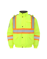 Kiwi High Visibility Hooded & Sherpa Lined ANSI/ISEA 107-2020, Type R, Class 3 Contrast Trimmed Water Resistant Neon Safety Jacket [R71100]