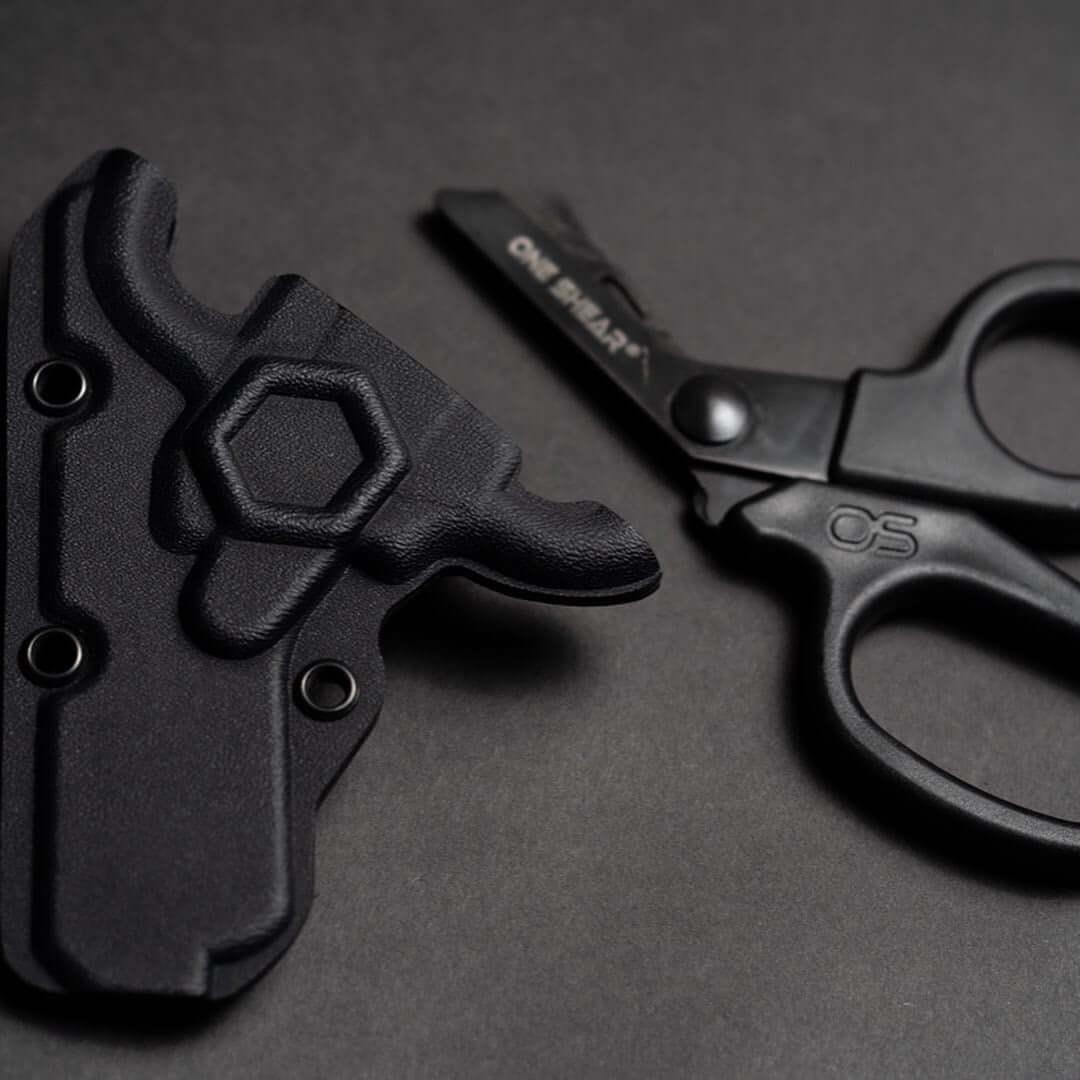 Black MINI Compact EMT and First Responders Rescue Shears Kydex Holder | ONE SHEAR®