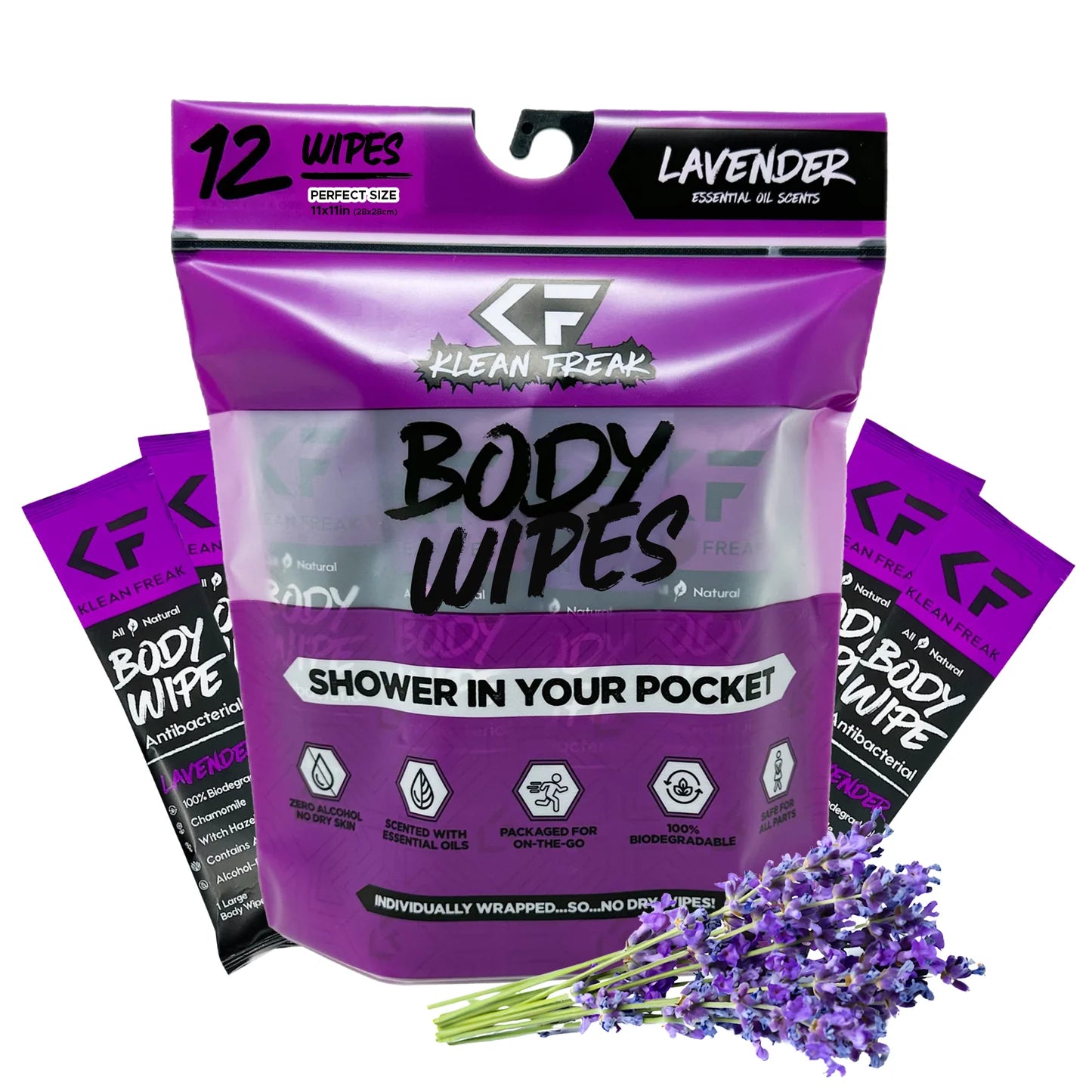 KLEAN FREAK - Body Wipe 12-Pack - Lavender