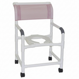MJM International 122-3TW Wide Shower Chair 22" Internal Width, Open Front Seat, 3" Twin Casters,  375 Lbs Weight Capacity
