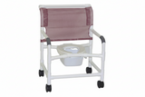 MJM International 126-4-NB Extra-wide Shower Chair 26" Internal Width, Open Front Seat0 Qt. Slide Out Commode Pail, 425 Lbs Weight Capacity