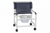 MJM International 126-4-NB Extra-wide Shower Chair 26" Internal Width, Open Front Seat0 Qt. Slide Out Commode Pail, 425 Lbs Weight Capacity