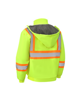 Kiwi High Visibility Hooded & Sherpa Lined ANSI/ISEA 107-2020, Type R, Class 3 Contrast Trimmed Water Resistant Neon Safety Jacket [R71100]