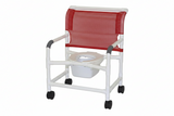 MJM International 126-4-NB Extra-wide Shower Chair 26" Internal Width, Open Front Seat0 Qt. Slide Out Commode Pail, 425 Lbs Weight Capacity