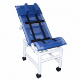MJM International 191-LC-HB Reclining bath / shower chair (LARGE), with dual base & casters, head bolster, 180 lbs weight capacity