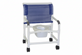 MJM International 126-4-NB Extra-wide Shower Chair 26" Internal Width, Open Front Seat0 Qt. Slide Out Commode Pail, 425 Lbs Weight Capacity