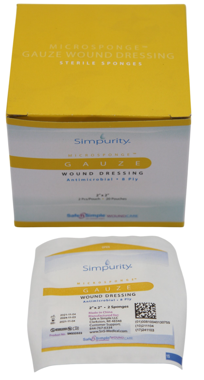Safe N Simple Simpurity Antimicrobial Gauze Sponge (240 Count)