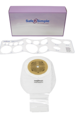 Safe N Simple 12" Drainable One Piece Pouch Standard Wear Cut to Fit Transparent with Tape Collar and velcro closure (80 Count)