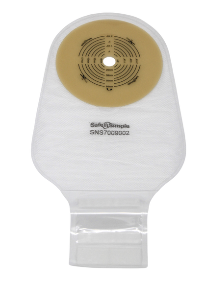 Safe N Simple 9" Drainable One Piece Pouch Standard Wear Cut to Fit Transparent with Velcro Closure (80 Count)