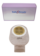 Safe N Simple 12" Drainable One Piece Pouch Extended Wear Cut to Fit Beige with Tape Collar and Velcro Closure (80 Count)