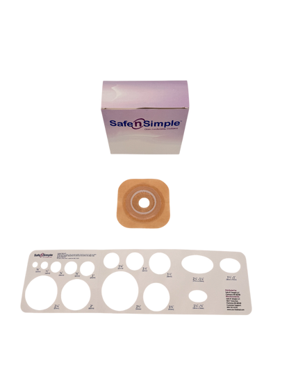 Safe N Simple 2-Piece Wafer Standard Wear with Tape Collar Beige 45mm 1 3/4" Flange with Pre Cut Stoma Opening (80 Count)