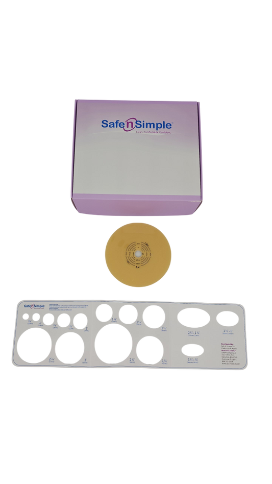 Safe N Simple 2-Piece Round Wafer Standard Wear Solid Hydrocolloid 57mm 2 1/4" Flange Cut to Fit (80 Count)