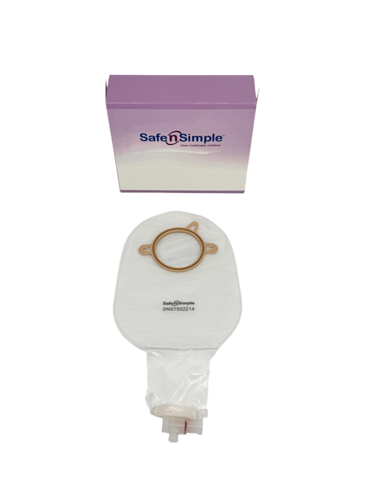 Safe N Simple 9" Urostomy 2-Piece Pouch Transparent, Flange with Valve and Belt Tabs (80 Count)