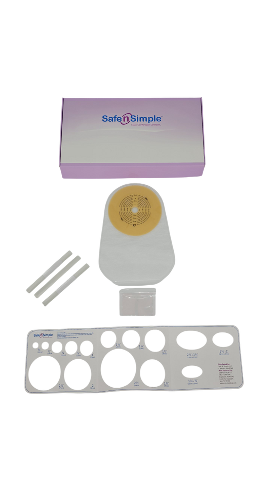 Safe N Simple 9" Drainable 1-Piece Pouch Standard Wear Cut-to-Fit Transparent with Soft Tail Closure (80 Count)