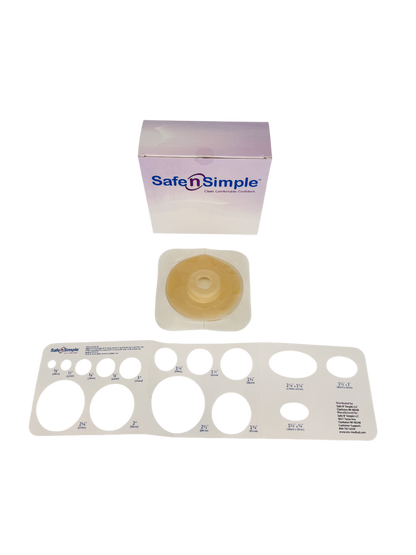 Safe N Simple 2-Piece Wafer Extended Wear Convex with Tape Collar Beige 45mm 1 3/4" Flange, Pre Cut Stoma Opening
