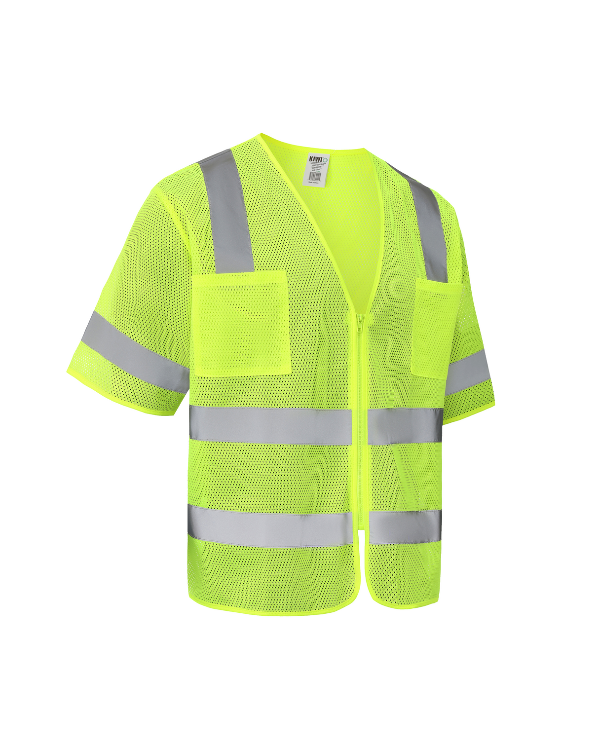 Kiwi High Visibility ANSI/ISEA 107-2020, Type R, Class 3 Dual Band Neon Short Sleeve Safety Vest [R72200]