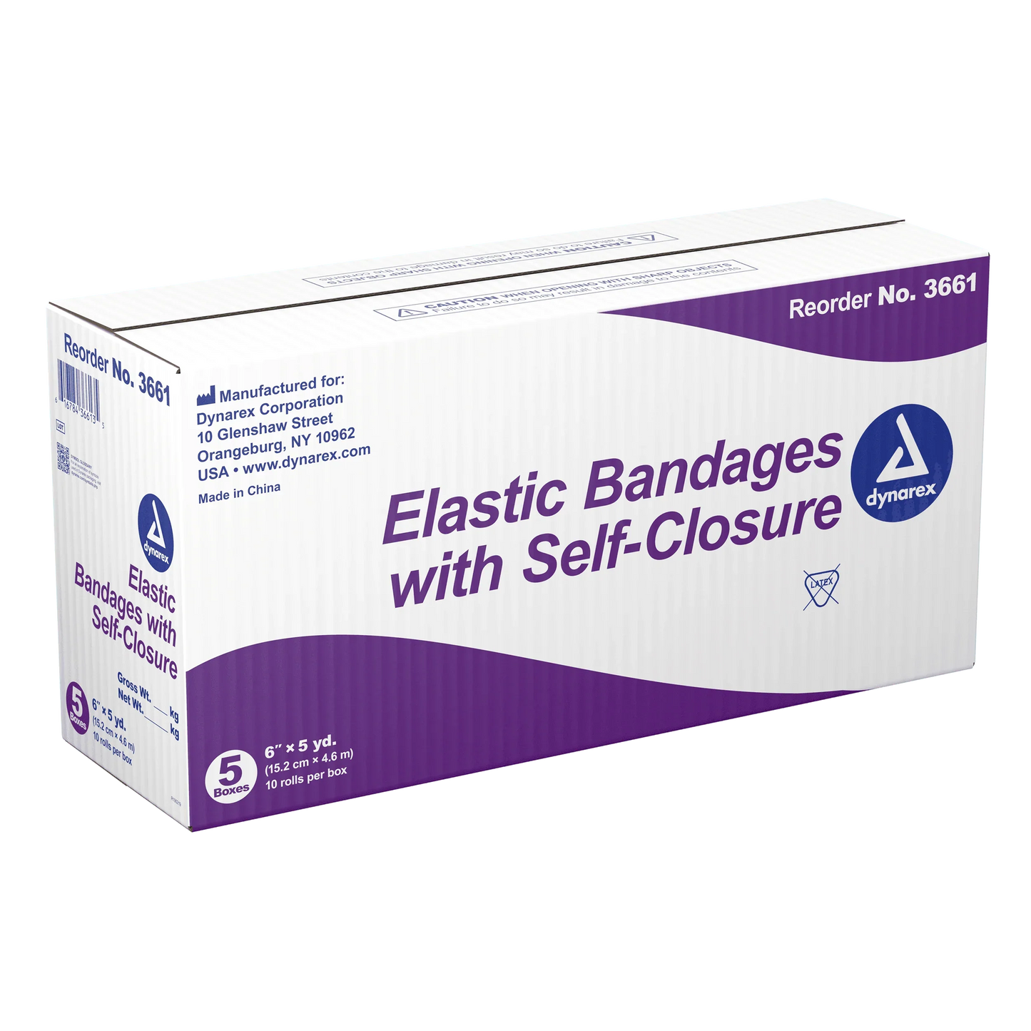 Dynarex Elastic Bandage w/ Self-Closure, 10ea/bx, 5bxs/cs (50 Count)