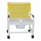 MJM International 126-4-NB-FSSS Extra-wide Shower Chair Fixed Arms PVC Frame Mesh Backrest with Pushbar 26 Inch Seat Width 425 lbs. Weight Capacity