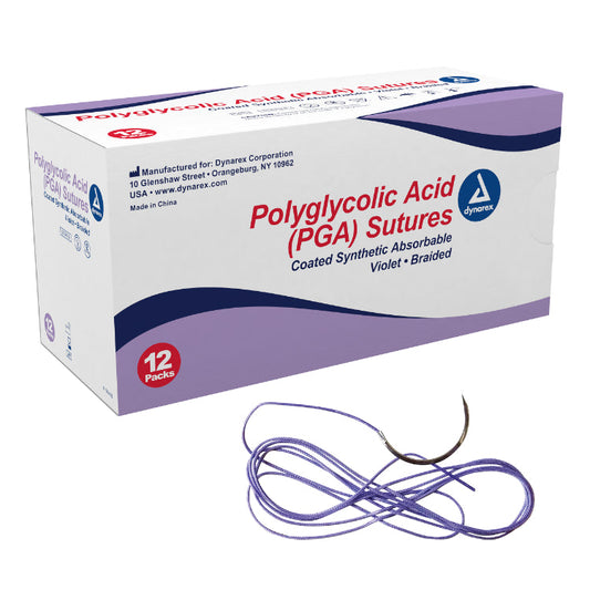 Dynarex Braided (PGA) Sutures - Absorbable - Synthetic (12 Count)