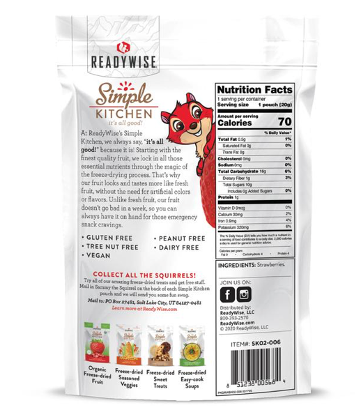 ReadyWise | Freeze-Dried Strawberries - 6 Pack